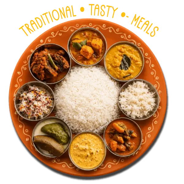 South Indian veg meals on banana leaf